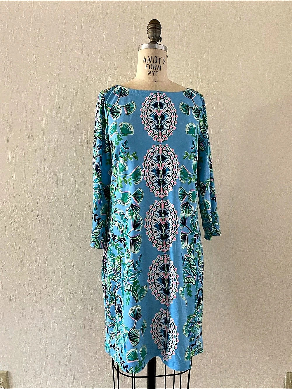 Lilly Pulitzer Dress Floral Midi Dress in Blue & Green Size Medium Like New